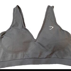 Gymshark Vital Seamless V Neck Padded Sports Bra Women's Size Medium Gray